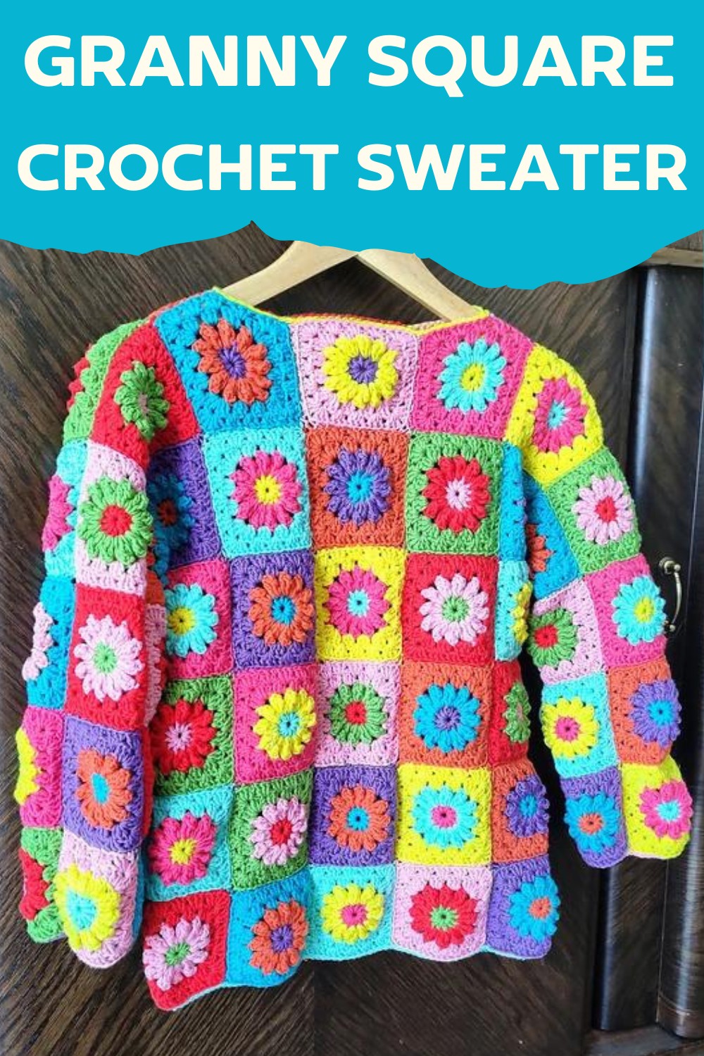 Crochet Bright Granny Square Sweater Pattern