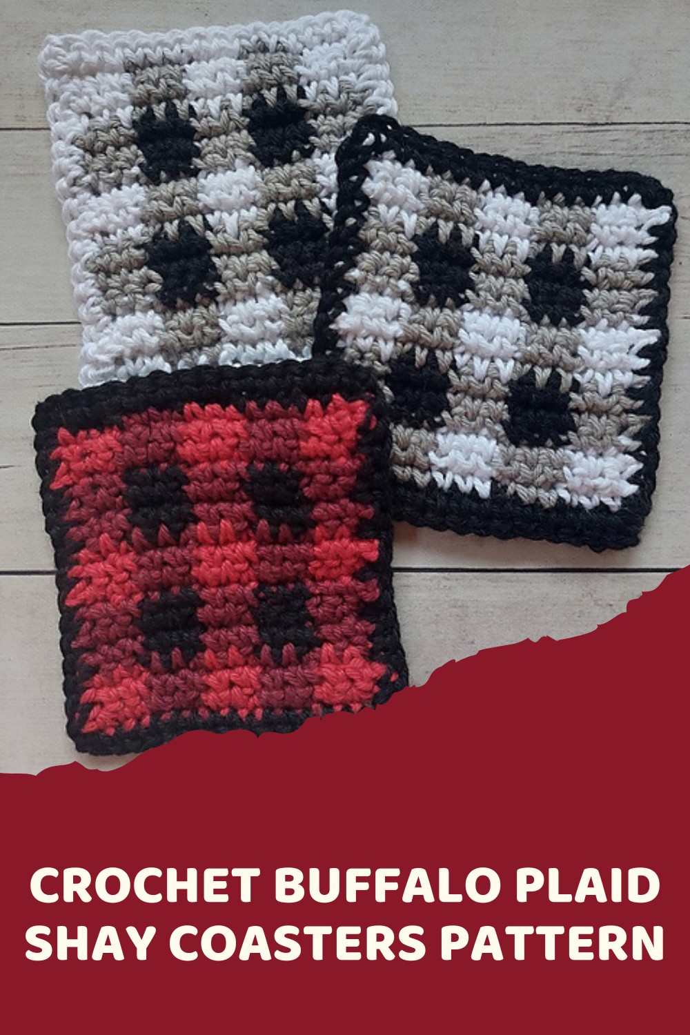 Crochet Buffalo Plaid Shay Coasters Pattern