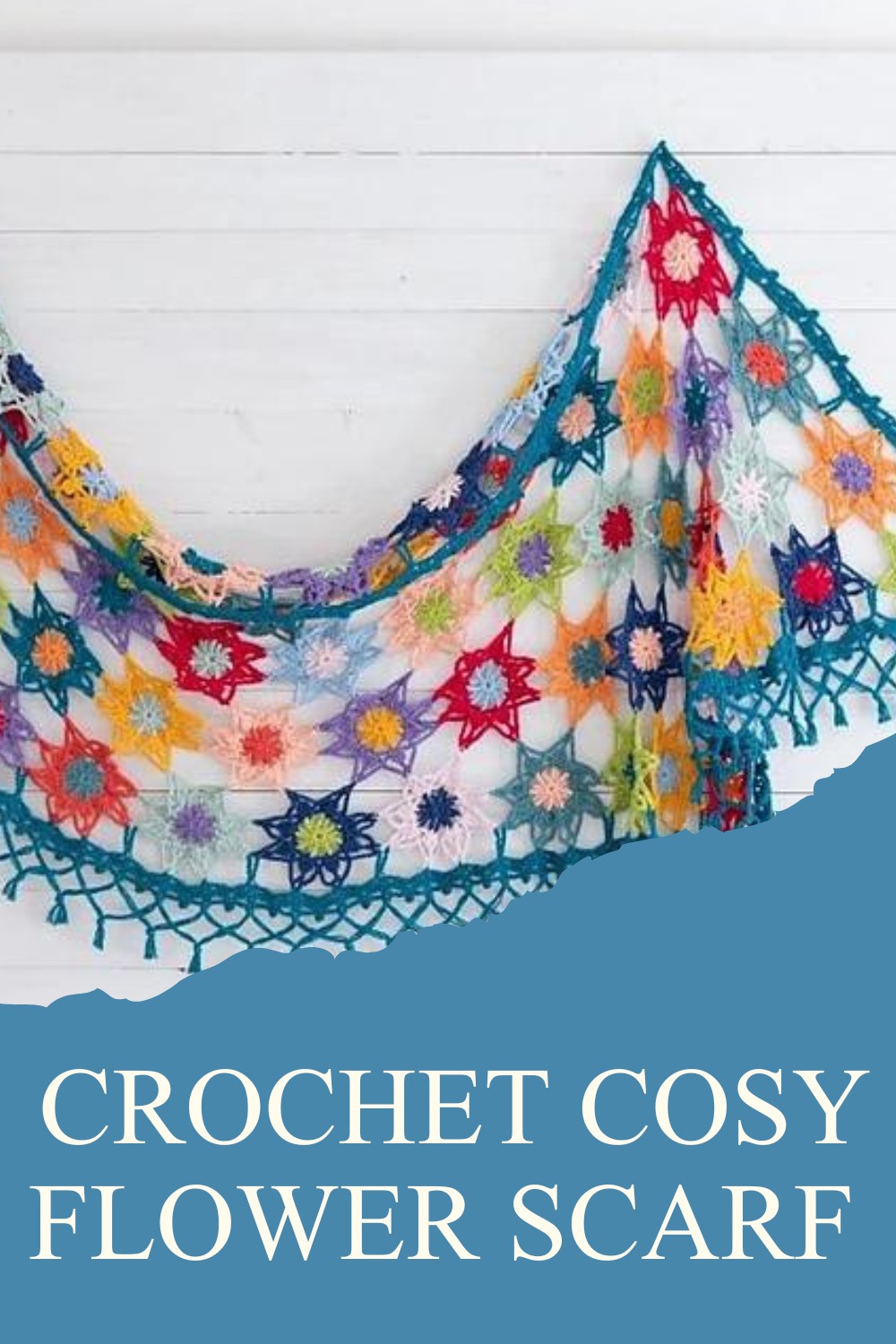 Crochet Colourful Cosy Flower Scarf Pattern