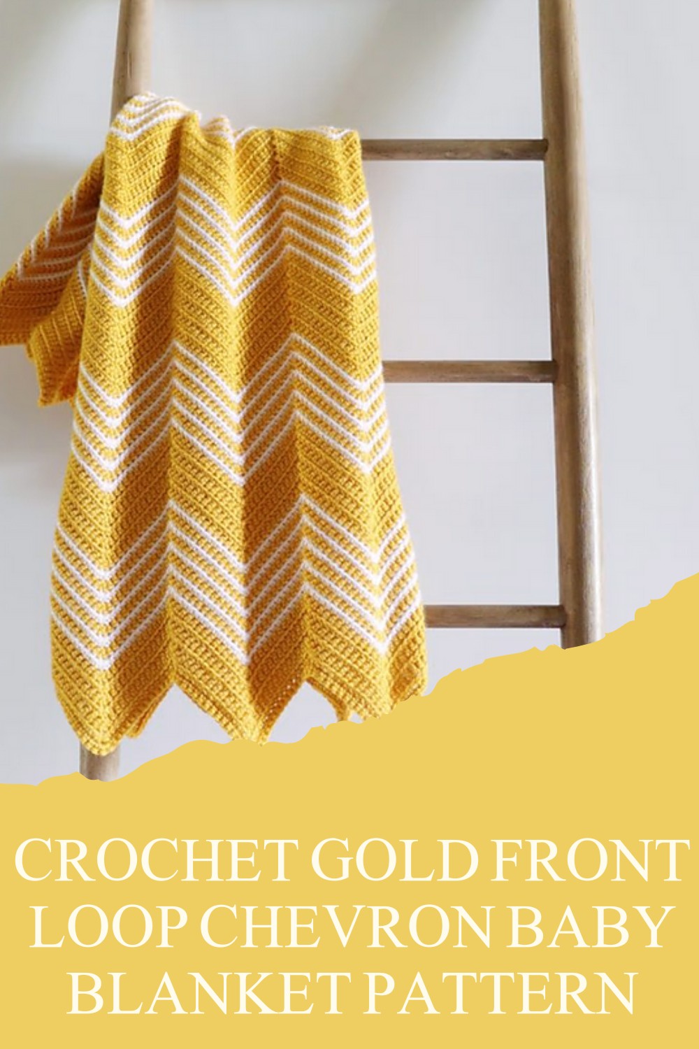 Crochet Gold Front Loop Chevron Baby Blanket Pattern