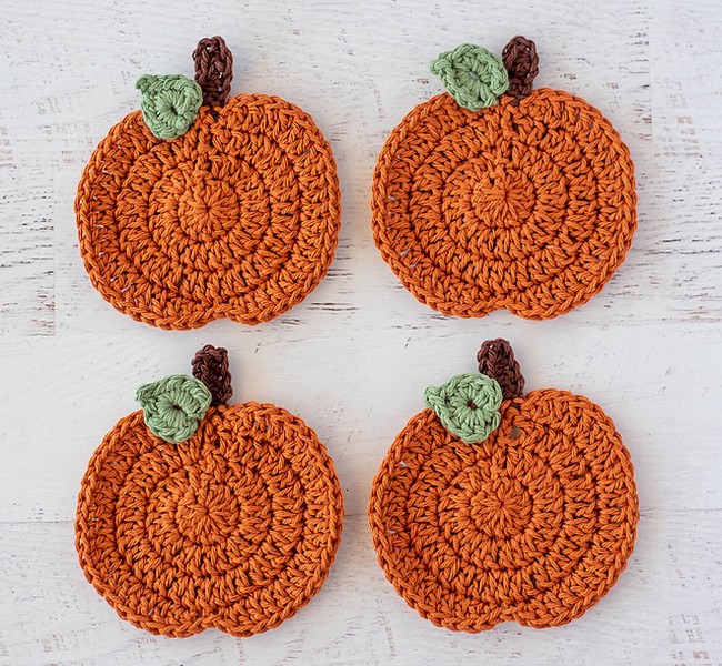 Crochet Great Harvest Pumpkin Coasters Pattern