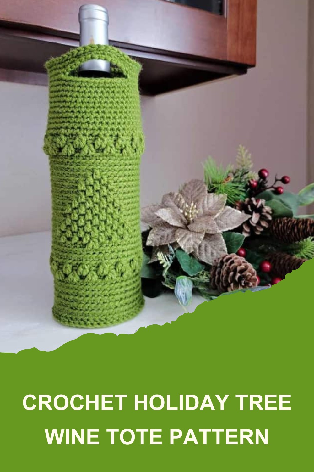 Crochet Holiday Tree Wine Tote Pattern
