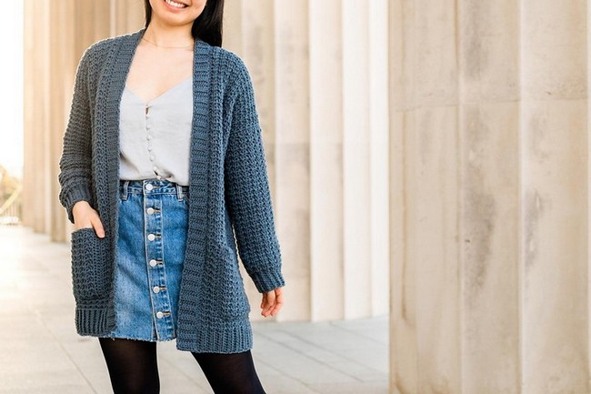 Crochet Midnight Waffle Cardigan Pattern 