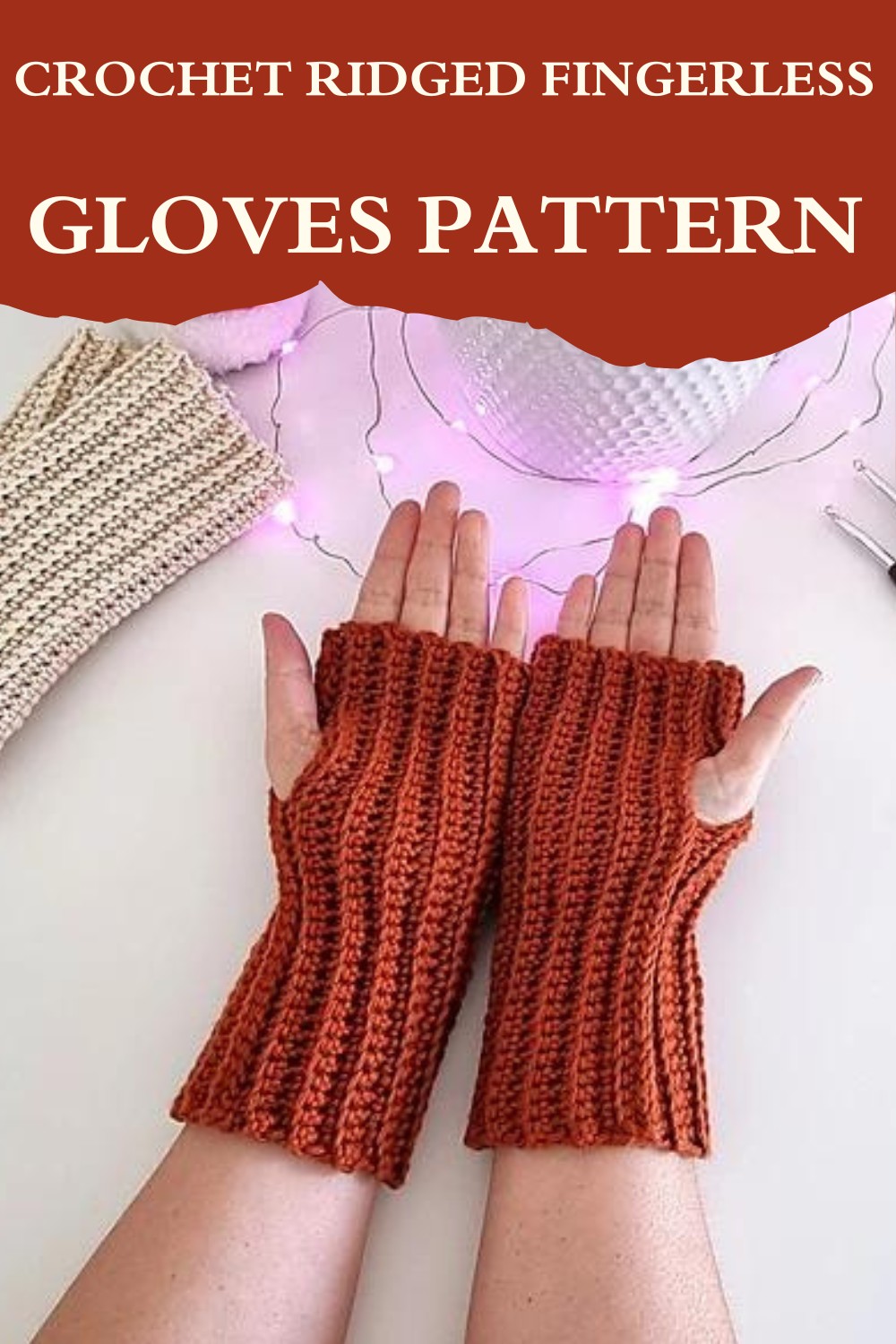 Crochet Ridged Fingerless Gloves Pattern