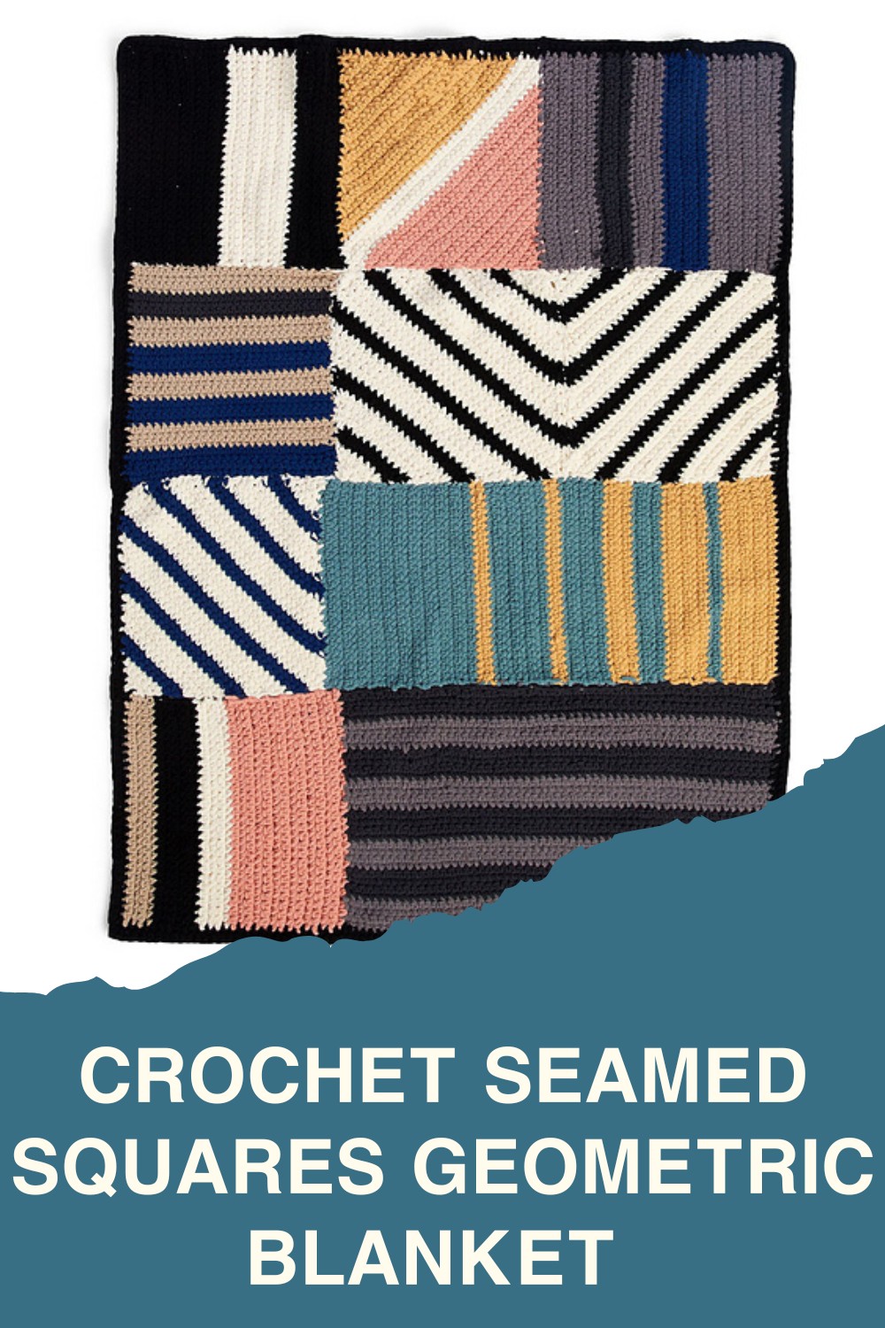 Crochet Seamed Squares Geometric Blanket Pattern