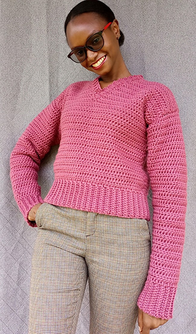 Crochet Simple Vneck Sweater Pattern