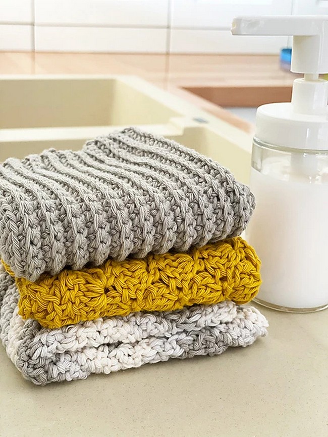 Crochet Textured Dishcloth X 3 Pattern