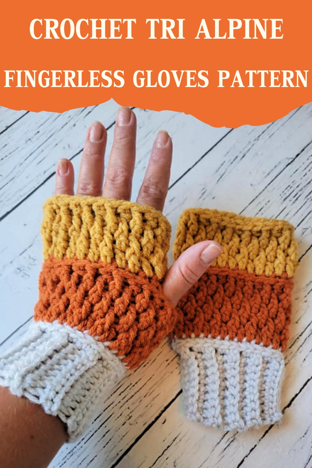Crochet Tri Alpine Fingerless Gloves Pattern