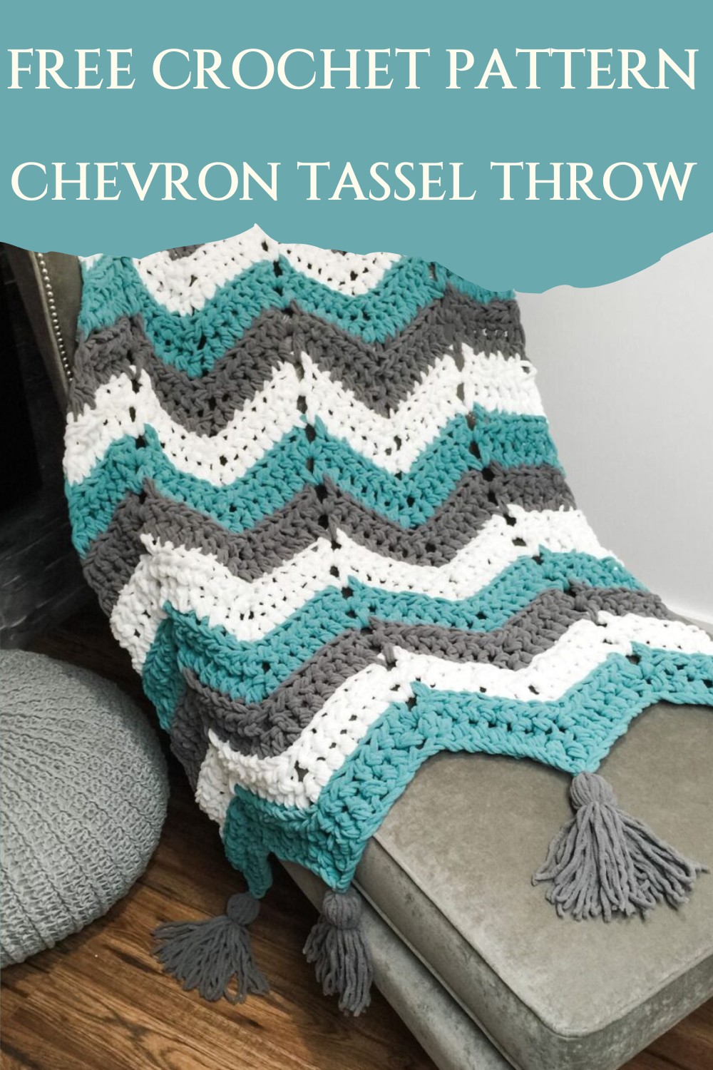 Free Crochet Pattern Chevron Tassel Throw