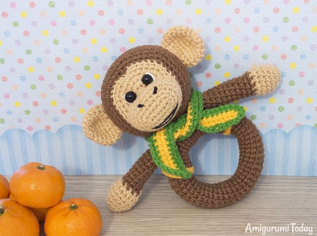 Monkey Baby Rattle Crochet Designed Pattern