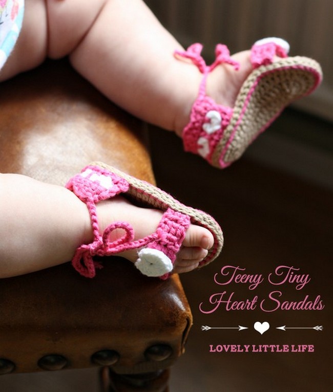Teeny Tiny Heart Crochet Spring Sandals Pattern