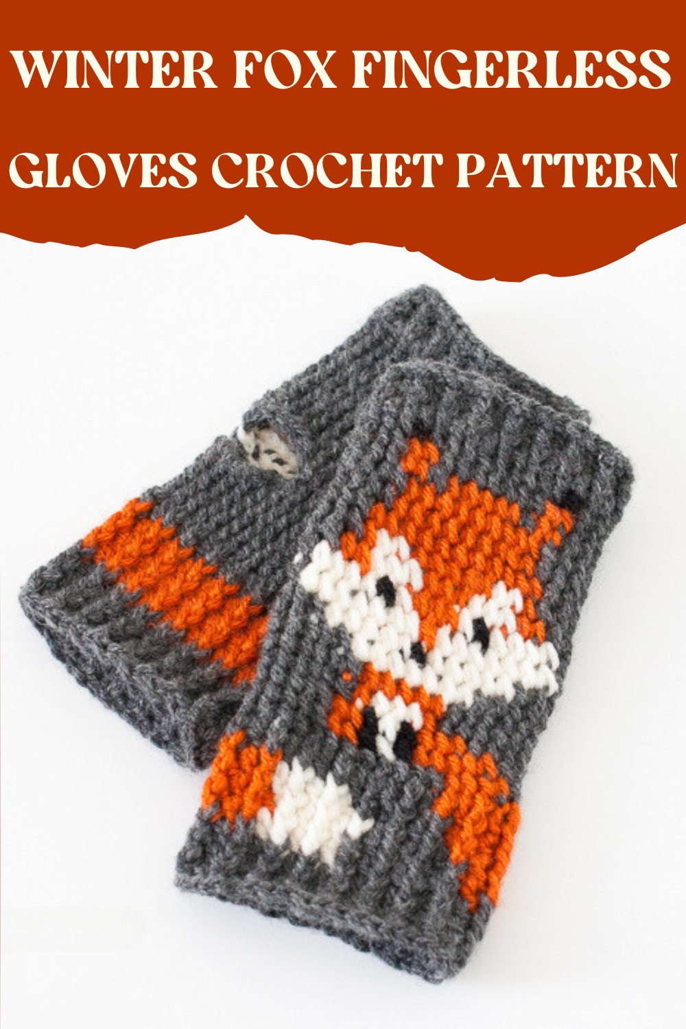 Winter Fox Fingerless Gloves Crochet Pattern