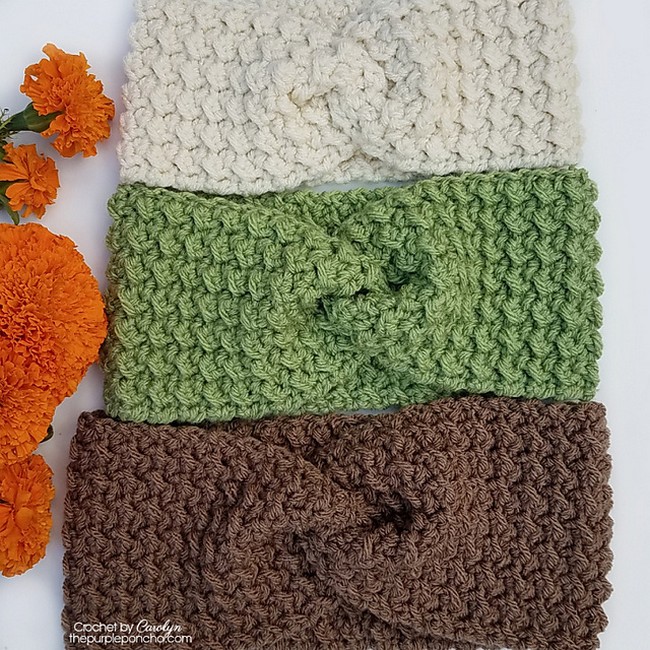 Crochet Autumn Twist Ear Warmer Pattern