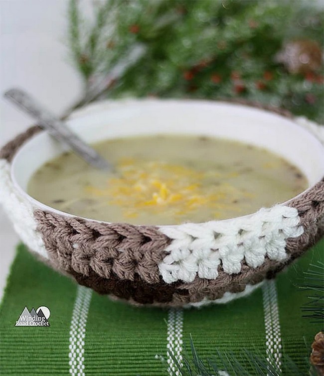 Crochet Plaid Bowl Cozy Pattern