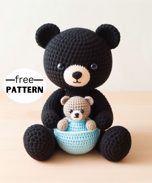 Black Bear With Baby Amigurumi Pattern