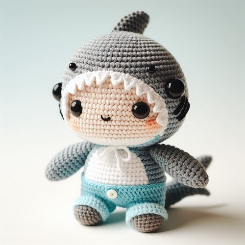 Crochet Amigurumi Doll In Shark Outfit
