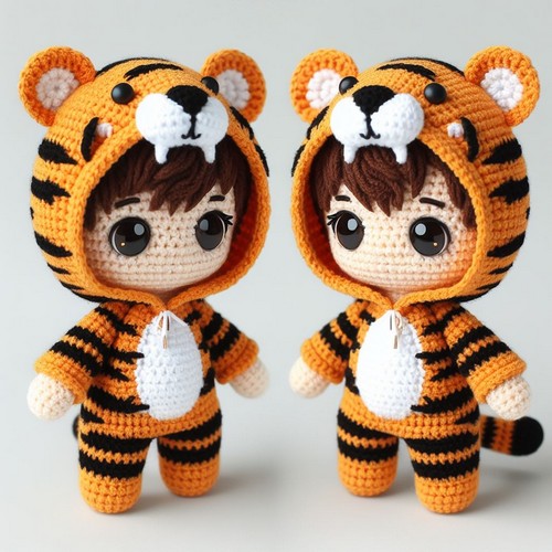 Crochet Amigurumi Doll In Tiger Outfit Pattern