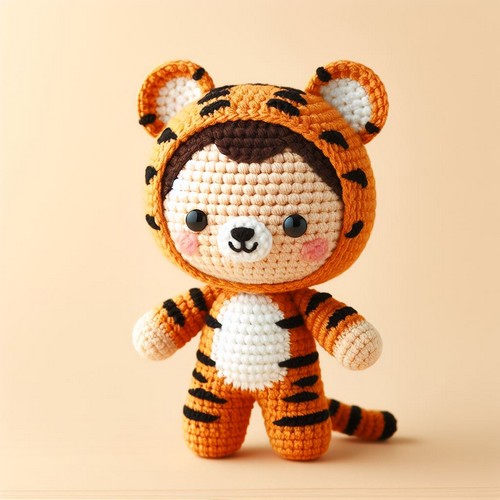 Crochet Amigurumi Doll In Tiger Outfit