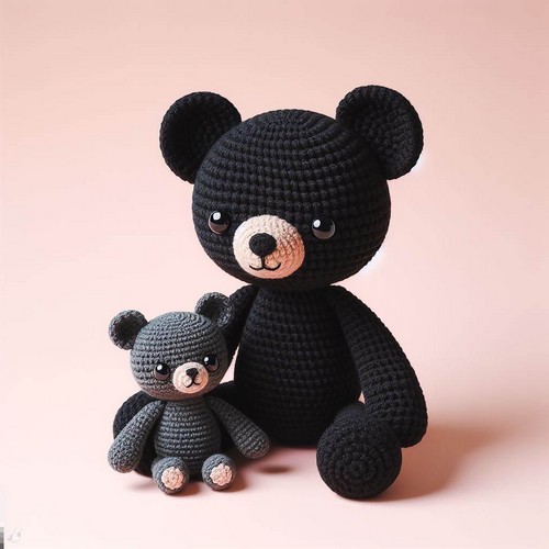 Crochet Black Bear With Baby
