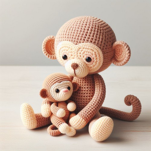 Crochet Monkey With Baby