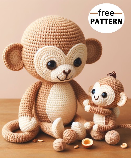 Monkey With Baby Amigurumi Pattern