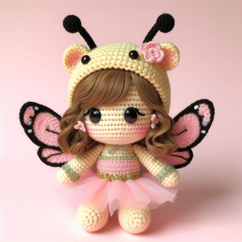 Amigurumi Doll In Butterfly Costume Pattern Free