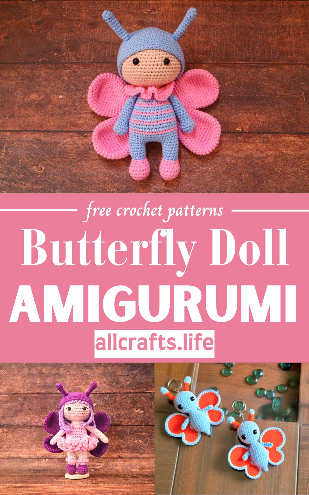 Crochet Amigurumi Doll Patterns In Butterfly Dress