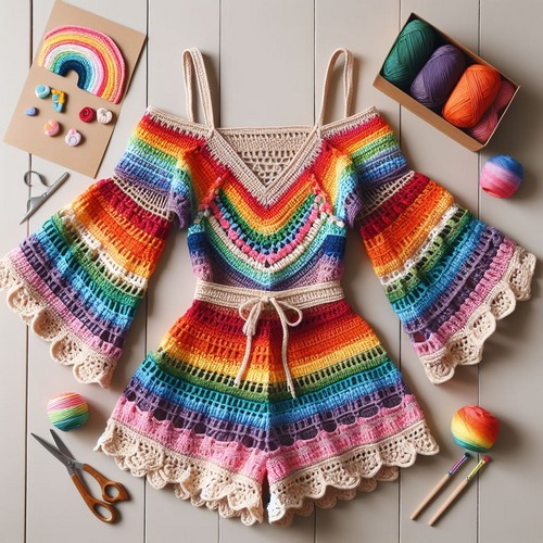 Crochet Boho Rainbow Romper Pattern Free