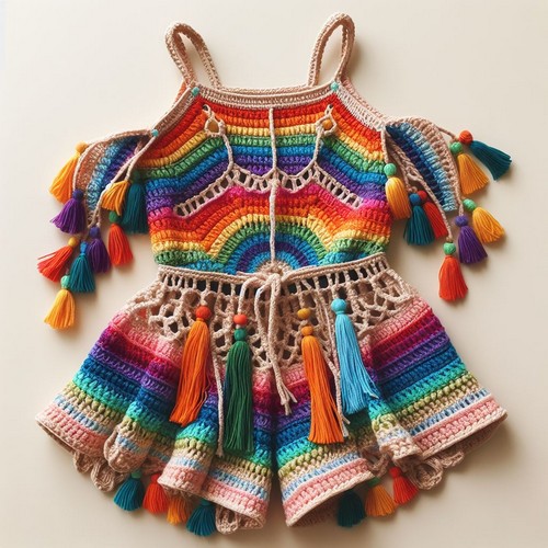 Crochet Boho Rainbow Romper Pattern
