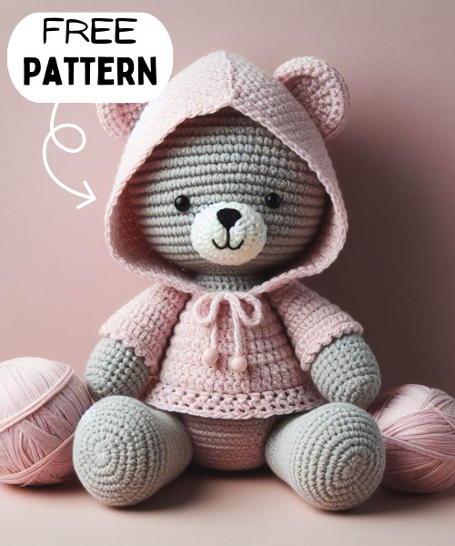Crochet Cuddle Bear Hooded Lovey Free Pattern