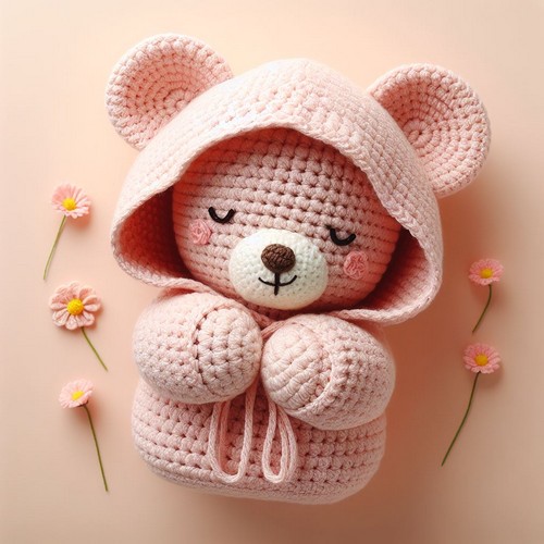 Crochet Cuddle Bear Hooded Lovey Pattern Free