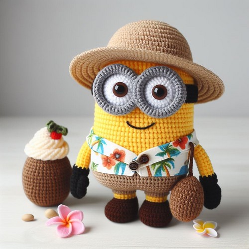 Crochet Hawaiian Minion Amigurumi