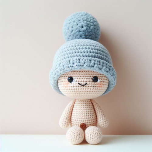 Free Amigurumi Doll In Beanie Hat Crochet Pattern