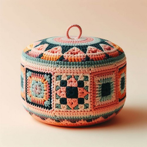 Free Crochet Stitch Sampler Pouf Pattern