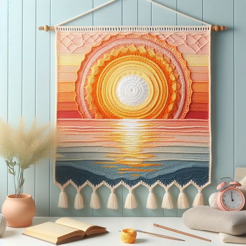 Free Crochet Sunset Wall Hanging Pattern