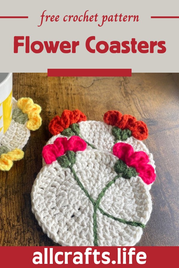 Crochet 3D Flower Coasters