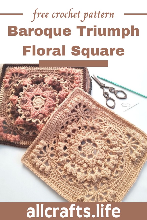 Crochet Baroque Triumph Floral Square Pattern