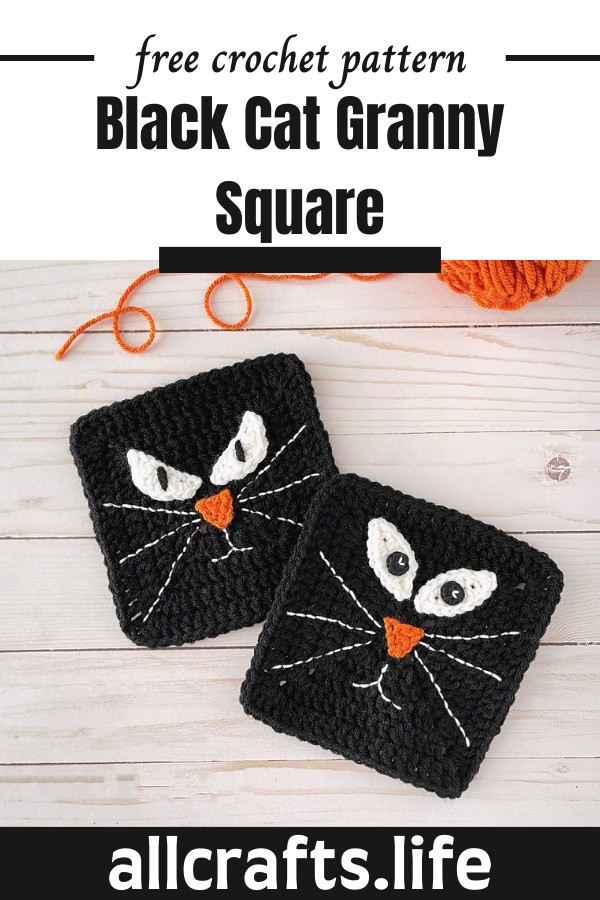 Crochet Black Cat Granny Square Pattern