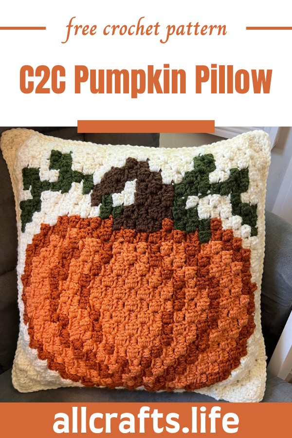 Crochet C2C Pumpkin Pillow Pattern