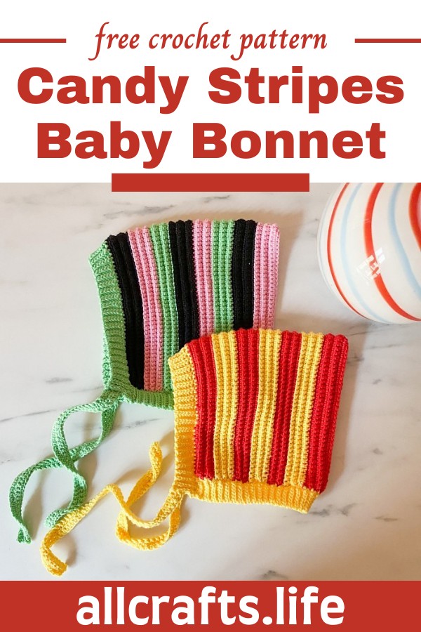 Crochet Candy Stripes Baby Bonnet Pattern