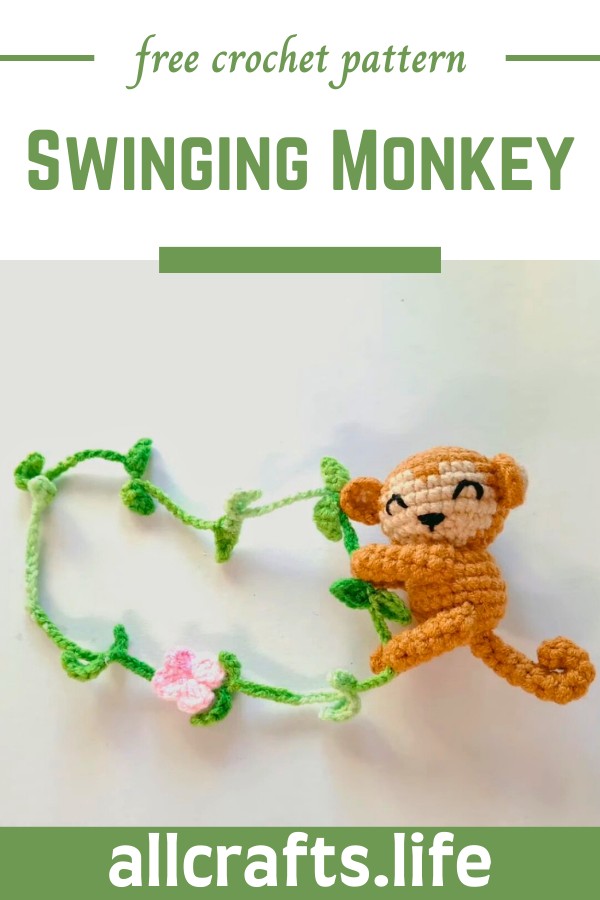 Crochet Car Mirror Pendant Swinging Monkey