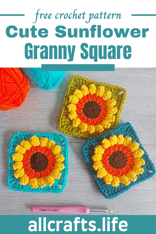 Crochet Cute Sunflower Granny Square Pattern