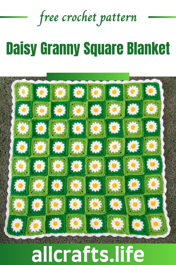 Crochet Daisy Granny Square Blanket Pattern