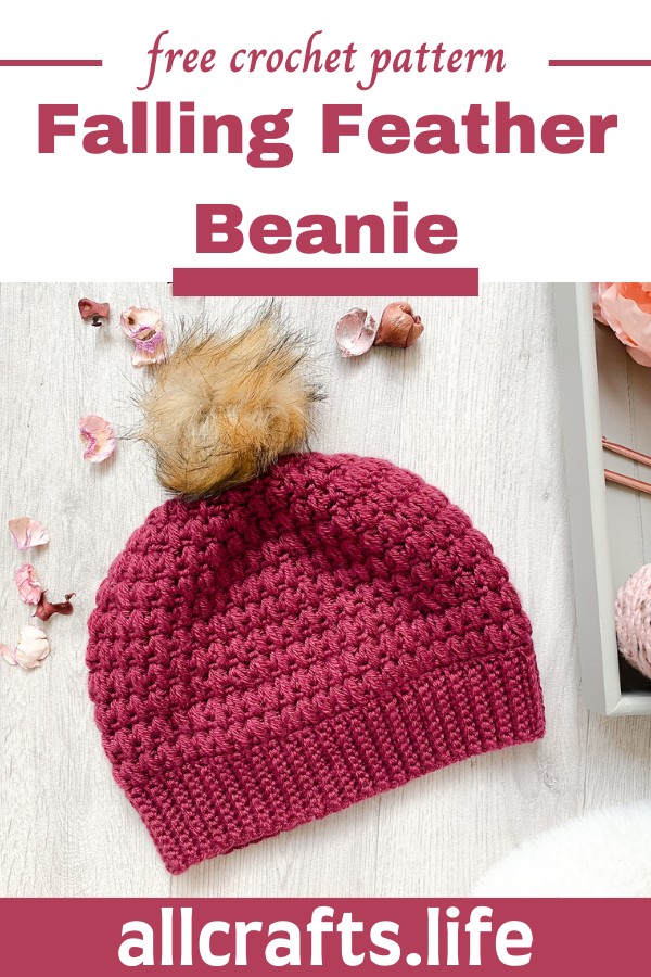 Crochet Falling Feather Beanie Pattern