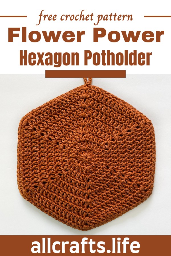 Crochet Flower Power Hexagon Potholder Pattern