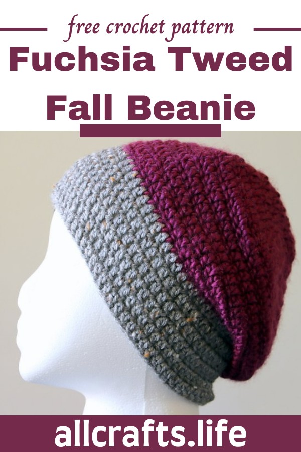 Crochet Fuchsia Tweed Fall Beanie Pattern