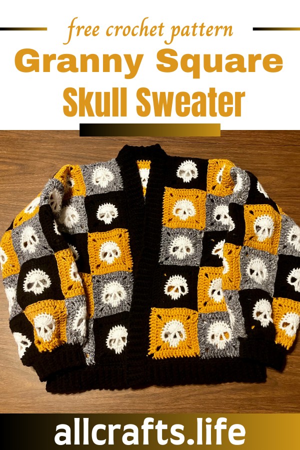 Crochet Granny Square Skull Sweater Pattern