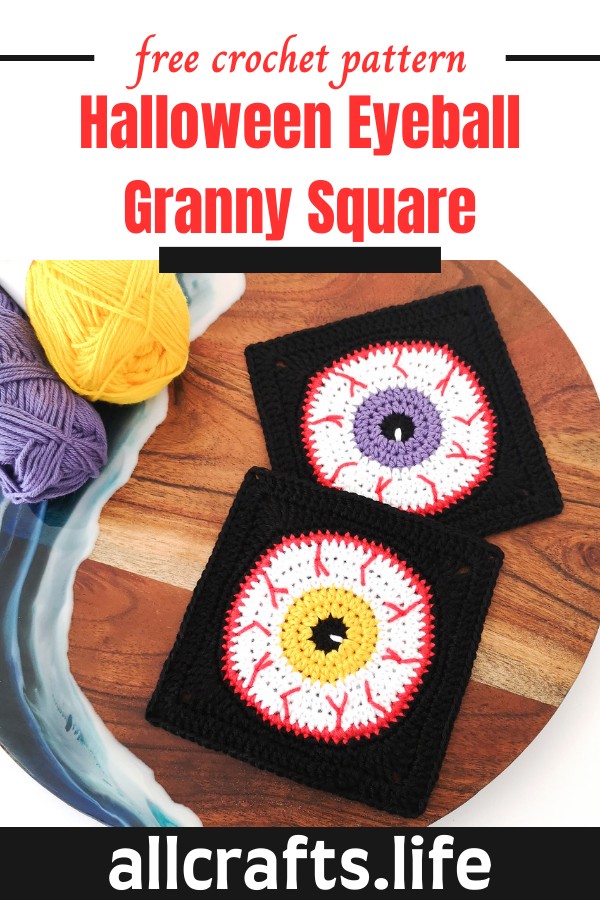 Crochet Halloween Eyeball Granny Square Pattern