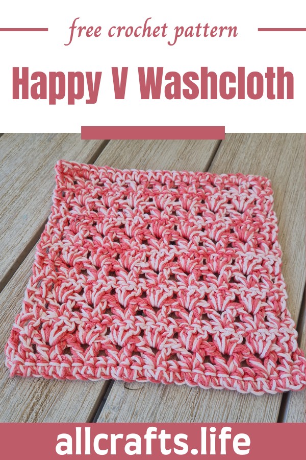 Crochet Happy V Washcloth Pattern