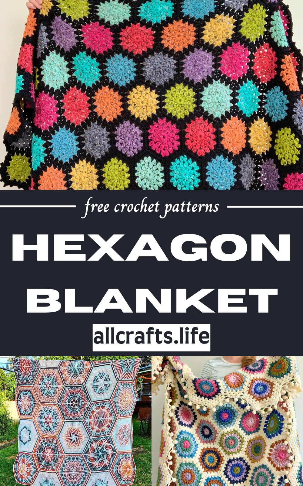 Colorful Crochet Hexagon Blanket Patterns For Home Decor All Crafts